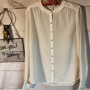 Banana Republic; Cream; Silk; Blouse; 10